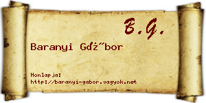 Baranyi Gábor névjegykártya